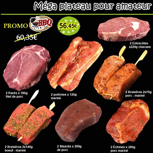 GRILLADES : Méga plateau pour amateur de bonne viande ± 2,1kg