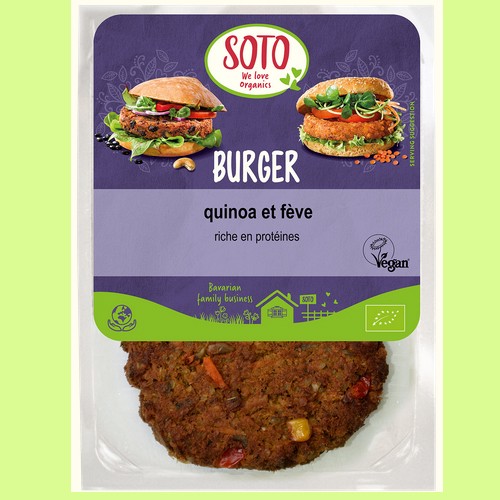 Vegan : Burger quinoa et fève 2 pièces