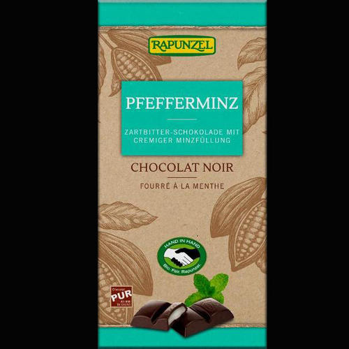 Miel, Choco, Café Bio : Chocolat noir fourré à la menthe 100g