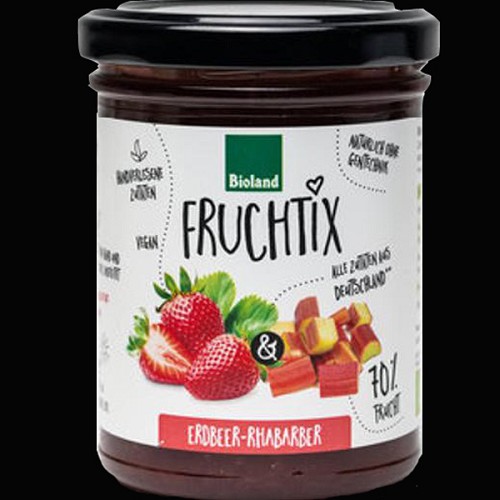 Miel, Choco, Café Bio : Confiture Fraises - Rubarbes 70% de fruits