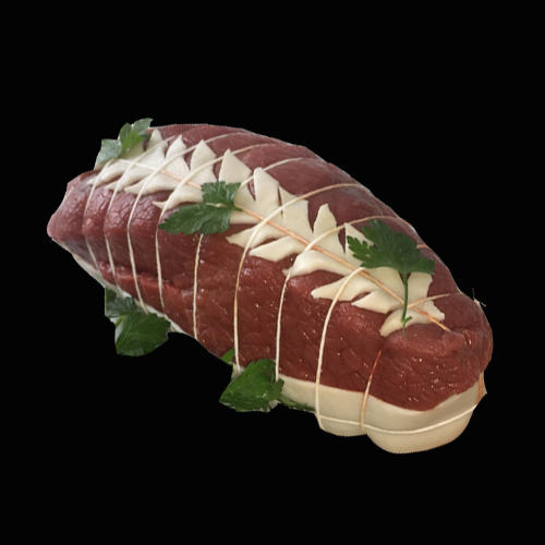 Le boeuf et BBQ bio : Rôti Rosbeef 1,100kg  - farci bacon et marrons