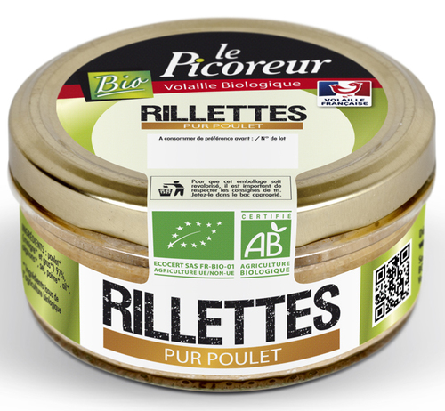 Volailles et BBQ Bio : Rillette Pur Poulet de qualité biologique