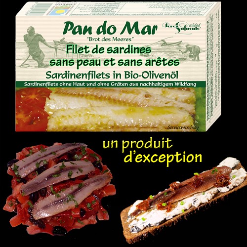 Filets de sardines sans peau et sans arêtes dans de l'huile d'olive Bio