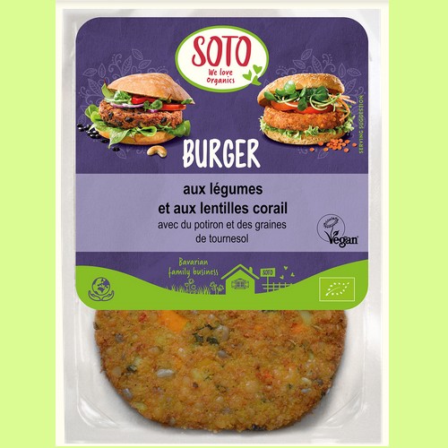 Burger aux légumes et aux lentilles corail