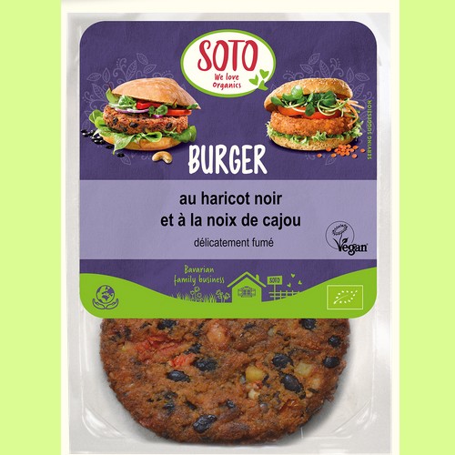 Burger au haricot noir et à la noix de cajou  x2