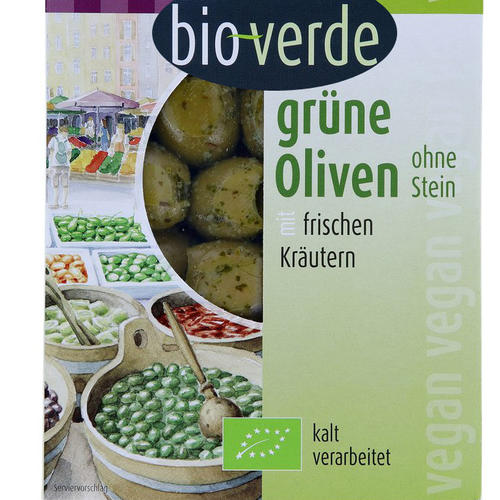 Olives vertes dénoyautées marinée aux herbes fraîches