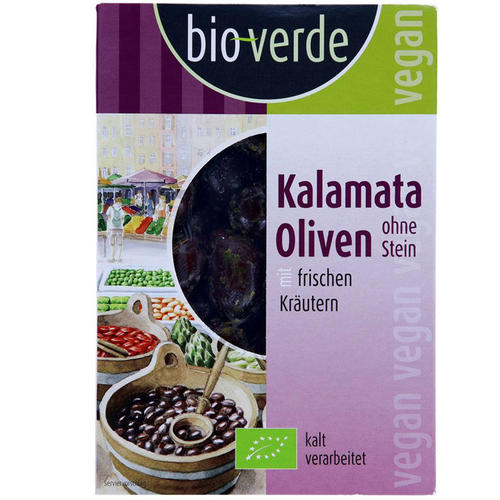 Tous les produits Bio : Olives noires Kalamata dénoyautées marinées aux herbes