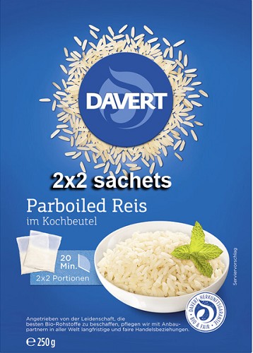 Riz étuvé en sachet cuisson 250g 2x2 sachets