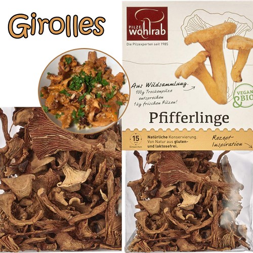 Girolles séchées 20g 10g équivaut à environ 100g de girolles frais.