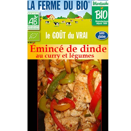 Émincé de dinde au curry et légumes 300g